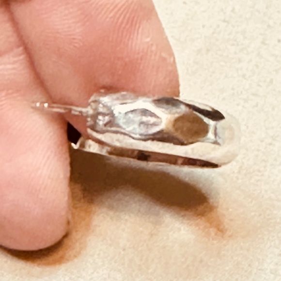 925 Sterling Silver Hoop Earrings Post Back Honeycomb Design - Picture 5 of 9